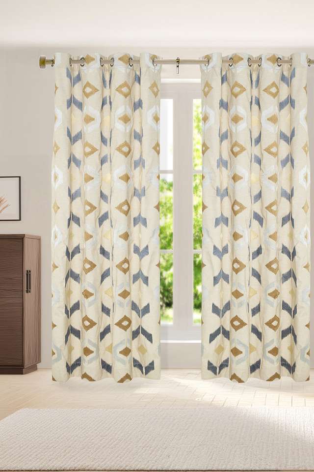 Adorne-S/2-Multi-Kilim-Emb-Door-Curtains