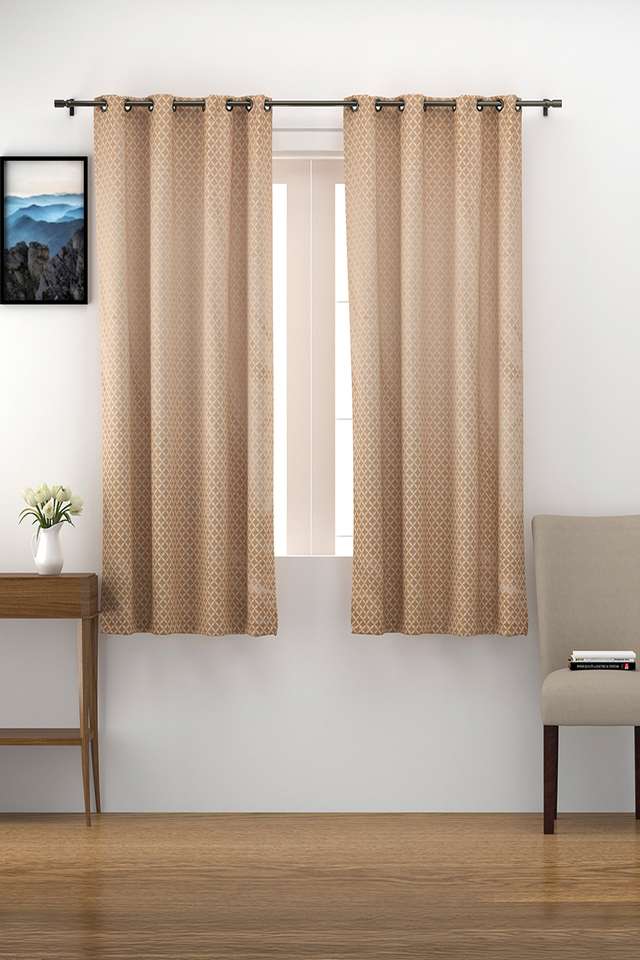 Adorne-Diamond-Jacquard-Window-Curtains-Set-Of-2