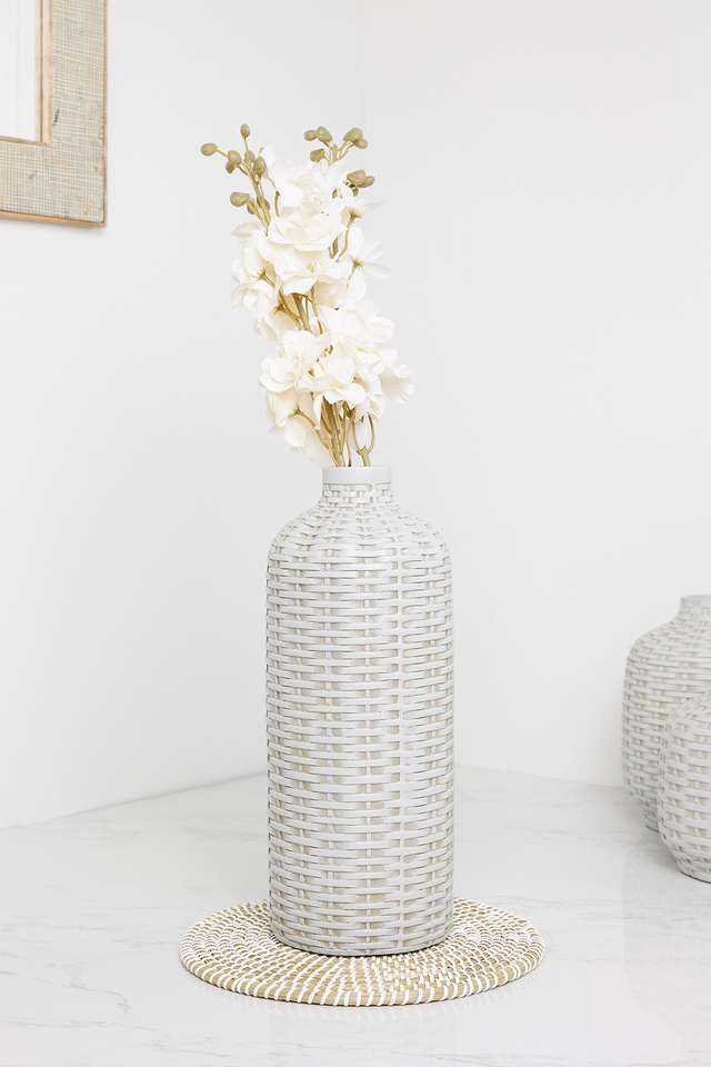 Bamberg-Bamboo-Resin-Vase-Whte---L