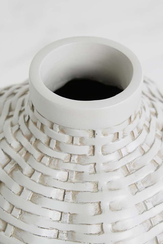 Bamberg-Bamboo-Resin-Vase-Whte---L