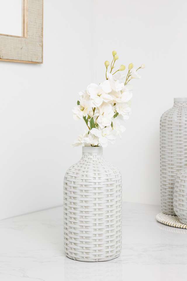 Bamberg-Bamboo-Resin-Vase-Whte---M