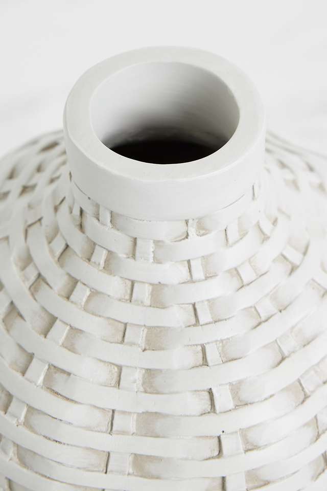 Bamberg-Bamboo-Resin-Vase-Whte---M