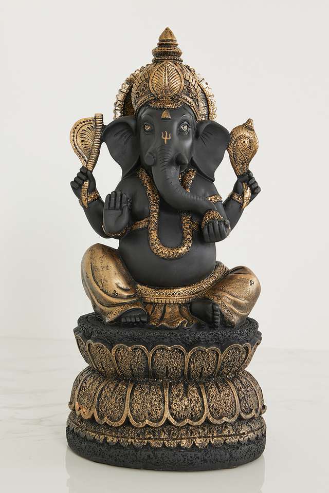 Screne-Ganesha-Figurine-Black-Gold