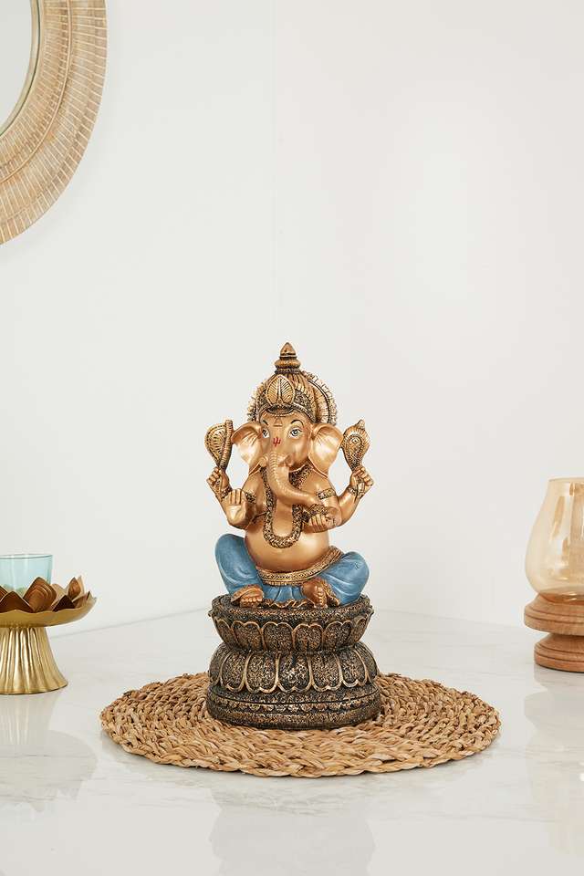 Screne-Ganesha-Figurine-Grey-Green