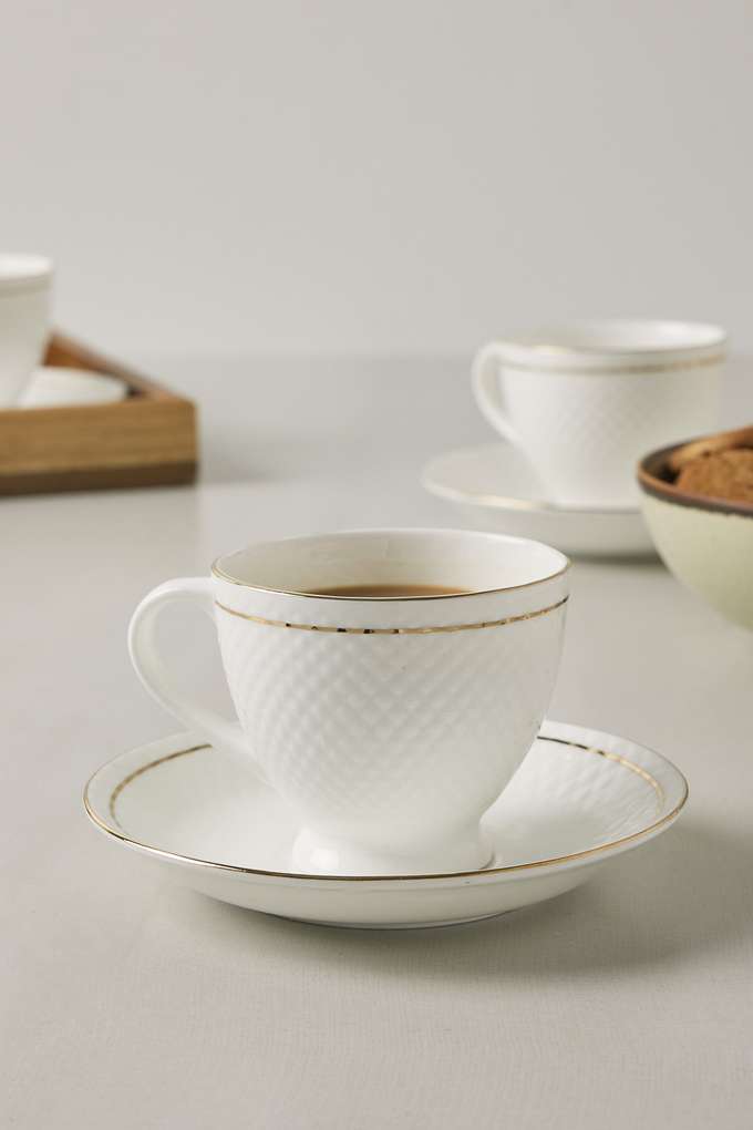 Classic-Goldline-Diamond-Cup&Saucer-Set-Of-6