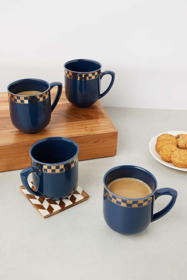 Glam-Chequered-Latte-Mug-Set-Of-4-Blue