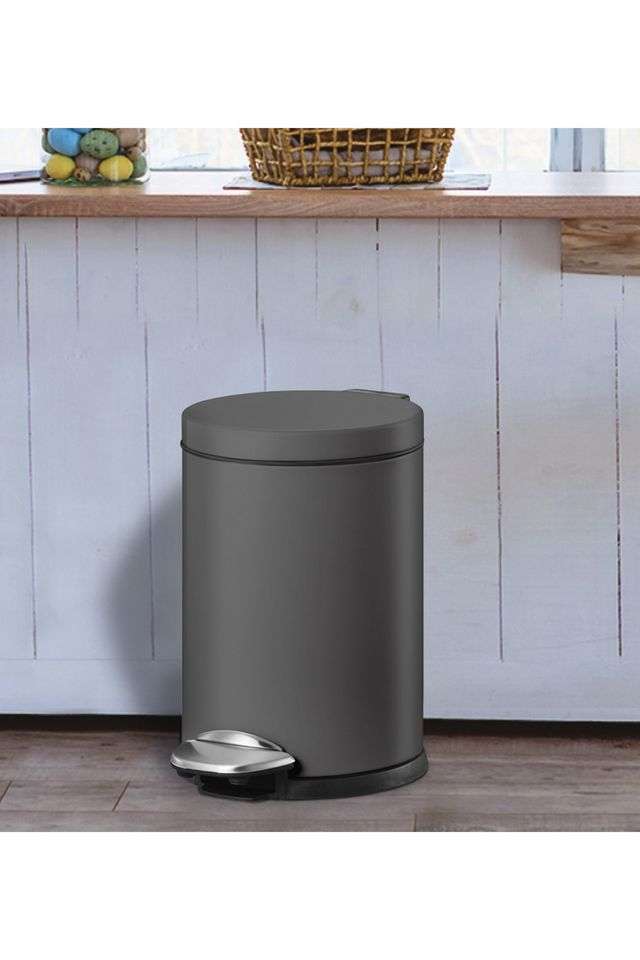 Stainless-Steel-Step-Dustbin-with-Liner -3-Litres -Titanium-Grey