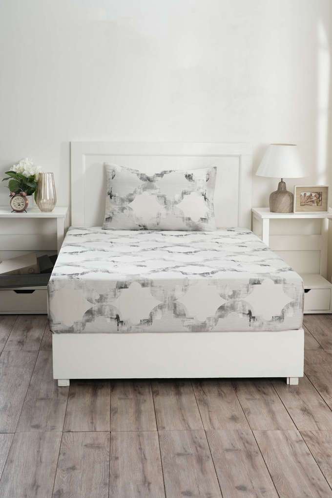 Hues-Enchanted-Harmony-Ogee-Flent-Grey-Single-Bed-Sheet-With-Pillow-Case