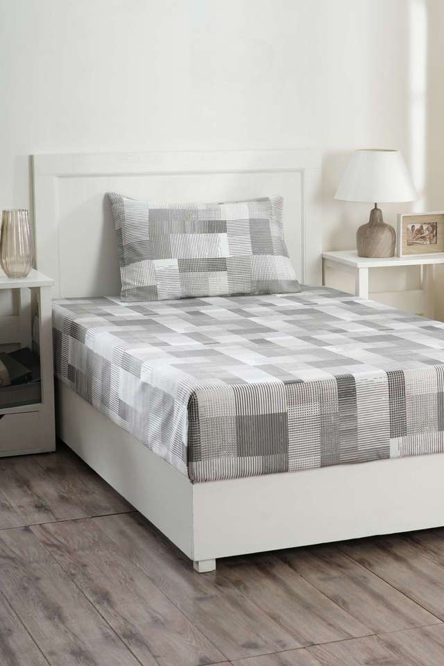 Hues-Enchanted-Harmony-Division-Loaf-Grey-Single-Bed-Sheet-With-Pillow-Case