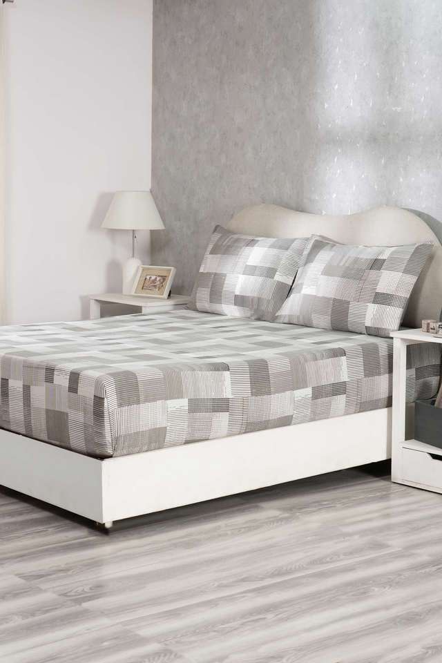 Hues-Enchanted-Harmony-Division-Loaf-Grey-King-Bed-Sheet-With-Pillow-Case