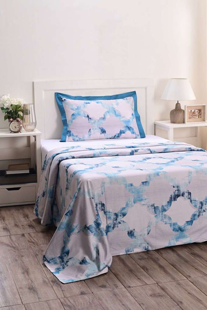 Hues-Enchanted-Harmony-Ogee-Flent-Blue-Single-Duvet-Cover-With-Pillow-Case