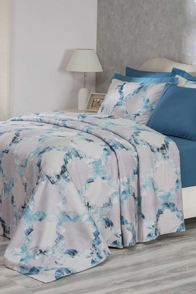 Hues-Enchanted-Harmony-Ogee-Flent-Blue-King-Duvet-Cover-With-Pillow-Case