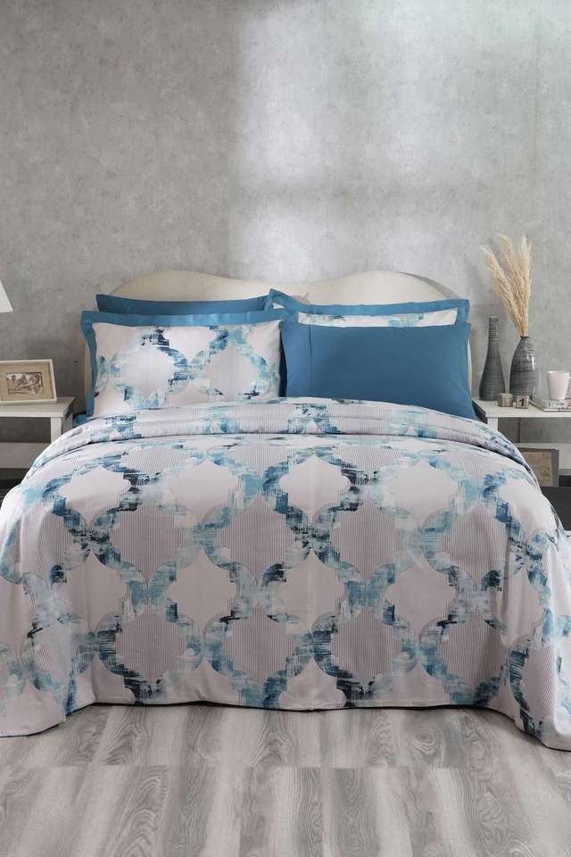 Hues-Enchanted-Harmony-Ogee-Flent-Blue-King-Duvet-Cover-With-Pillow-Case