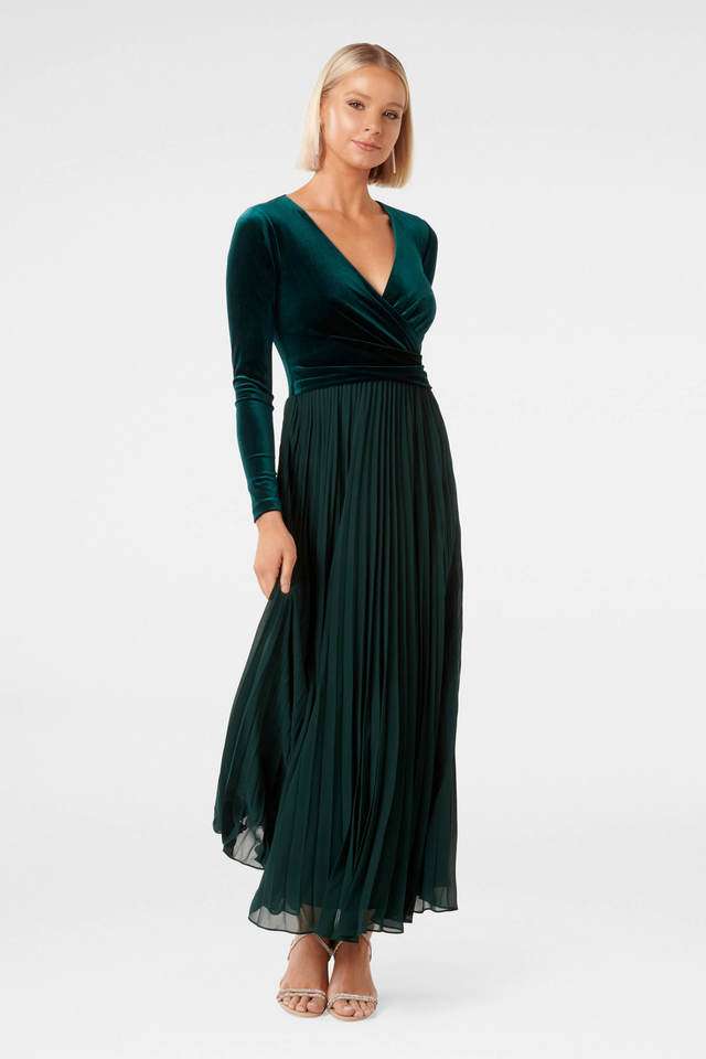Buy Forever New green Solid V-Neck Blended Fabric Women's Dress | Shoppers  Stop