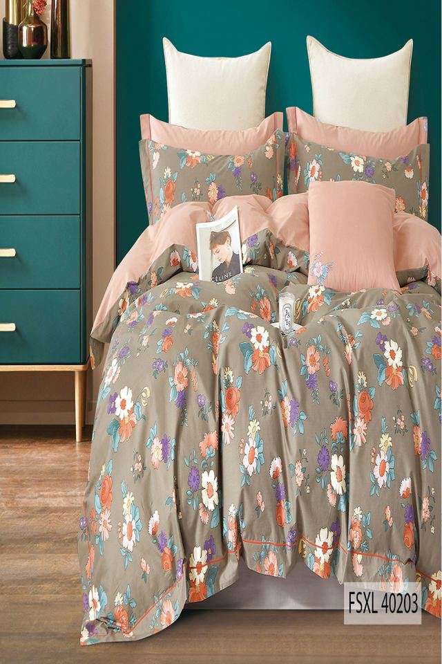Cotton-Four-Seasons-350-TC-Double-Bed-Super-King-Size-Printed-Bedsheet-with-2-Pillow-Covers(Size-108-x-108-inches)-Color-FSXL-40203