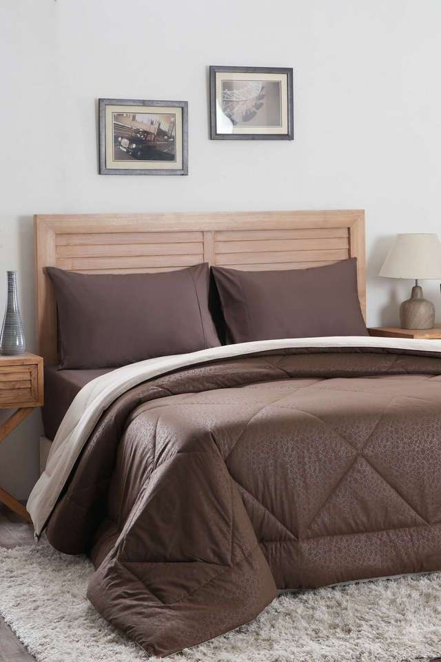 Hermosa-Glister-Pebble-Brown-Double-Quilt