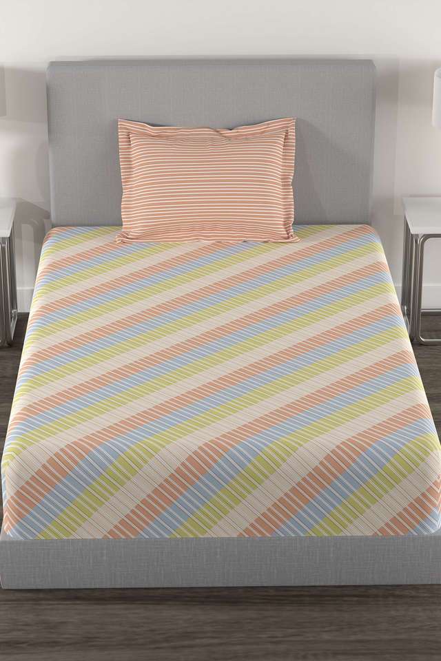 Home-Essential-144-TC-Cotton-Printed-Single-Bedsheet-with-2-Pillow-Covers