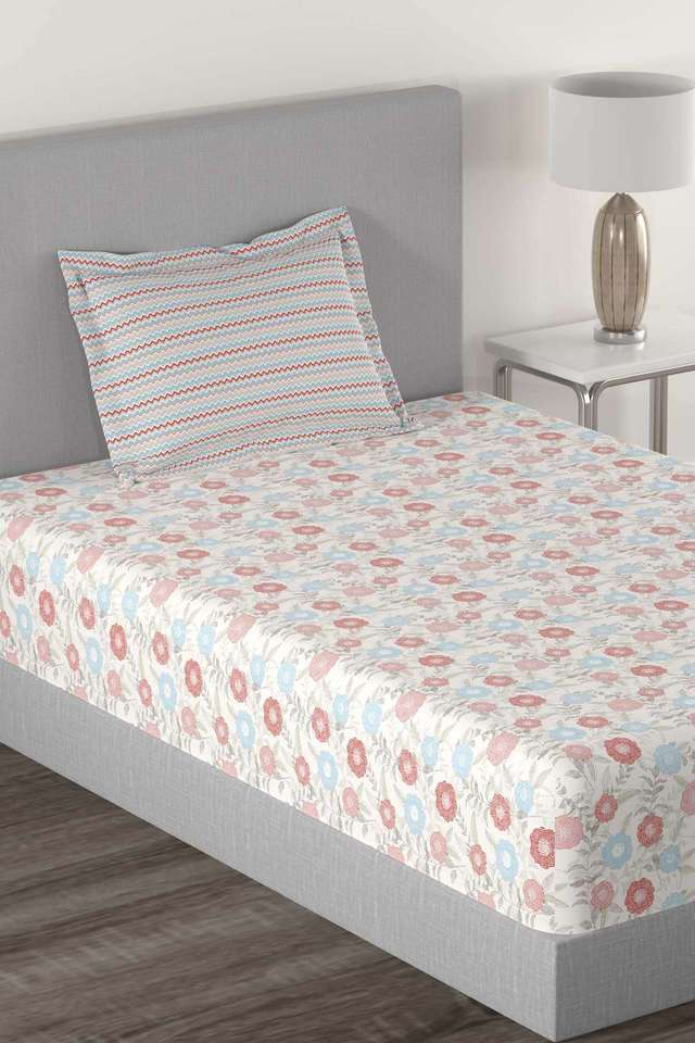 Home-Essential-144-TC-Cotton-Printed-Single-Bedsheet-with-2-Pillow-Covers