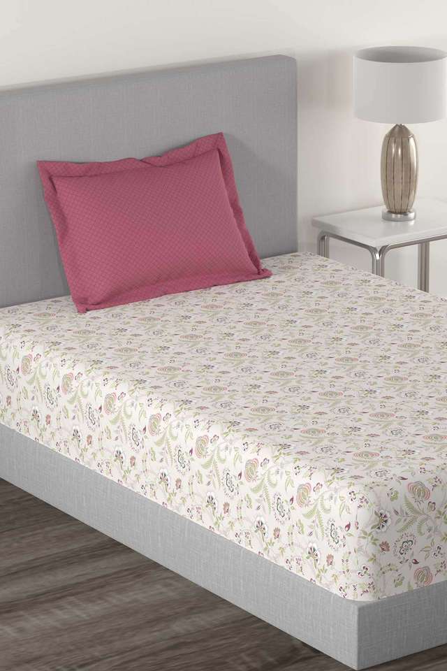 Home-Essential-144-TC-Cotton-Printed-Single-Bedsheet-with-2-Pillow-Covers