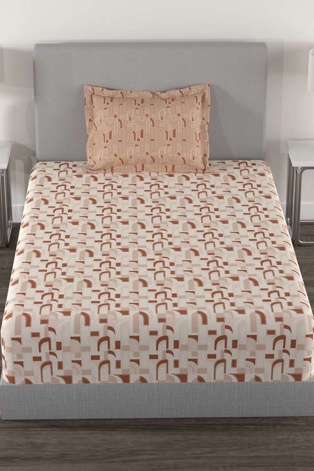 Home-Essential-144-TC-Cotton-Printed-Single-Bedsheet-with-2-Pillow-Covers