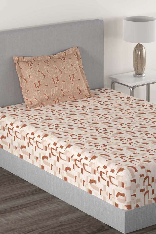 Home-Essential-144-TC-Cotton-Printed-Single-Bedsheet-with-2-Pillow-Covers
