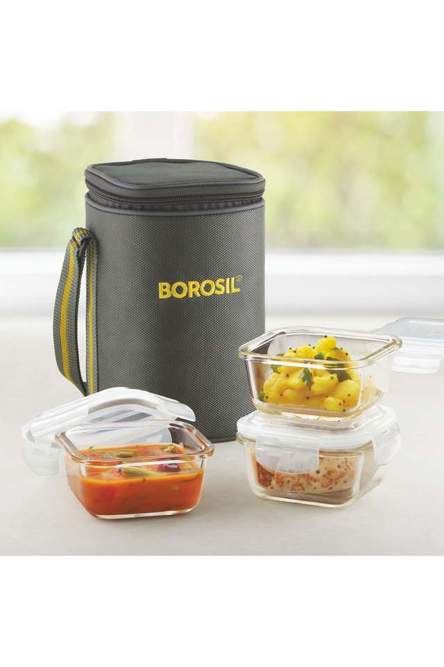 Lunch-Box-S/3-Smile-Grey-Square-320-ml