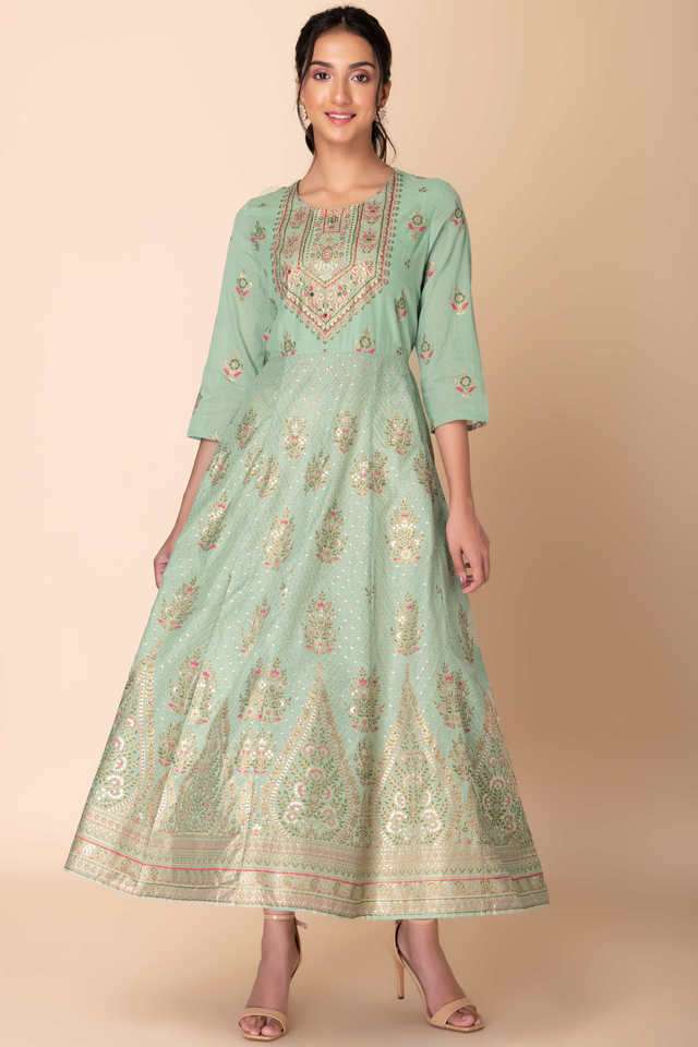 halloween green dress Zainab Cotton Modal Chikankari Kurta- Green– ShopHindya