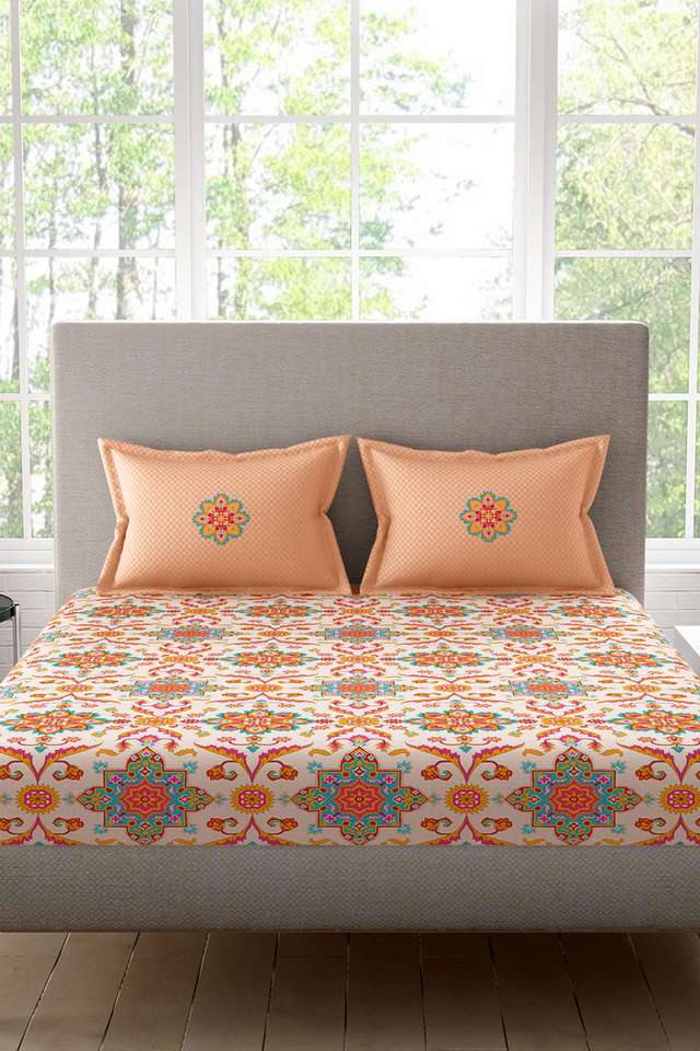 Geometric-180-TC-Lavender-Super-King-Bed-Sheet-with-2-Pillow-Covers