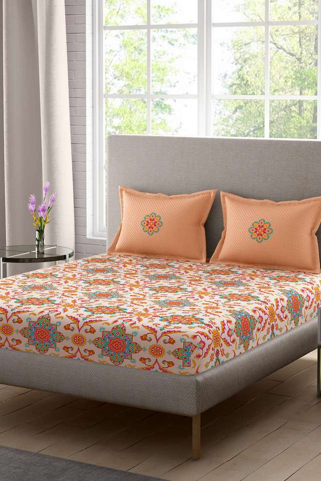 Geometric-180-TC-Lavender-Super-King-Bed-Sheet-with-2-Pillow-Covers