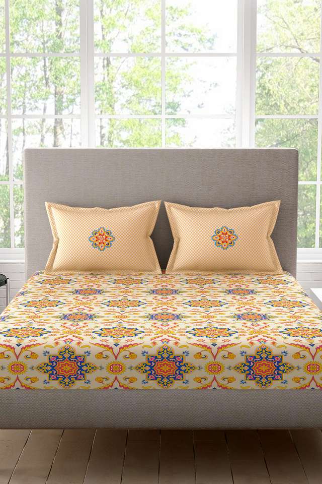 Geometric-180-TC-Lavender-Super-King-Bed-Sheet-with-2-Pillow-Covers