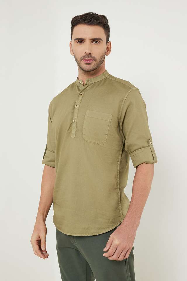 Solid-Cotton-Slim-Fit-Men-s-Casual-Shirt