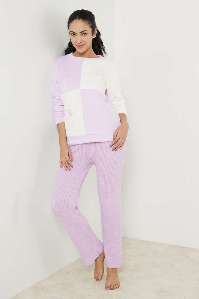 Color-Block-Round-Neck-Faux-Fur-Women-Sweatshirt