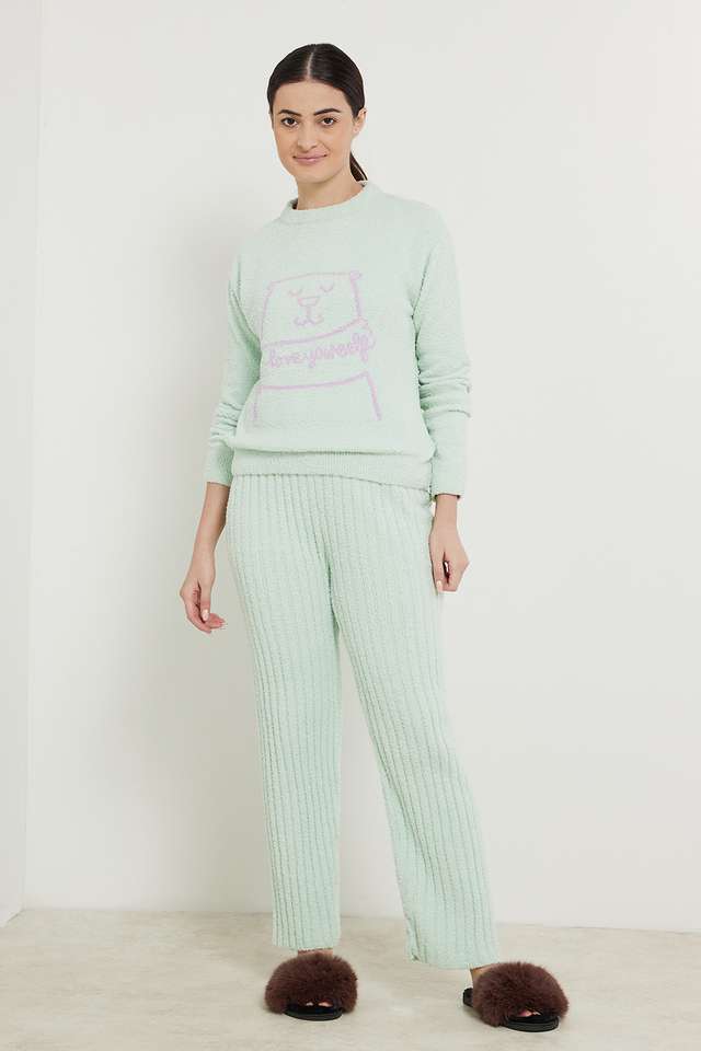 Solid-Polyester-Women-s-Casual-Wear-Pyjama