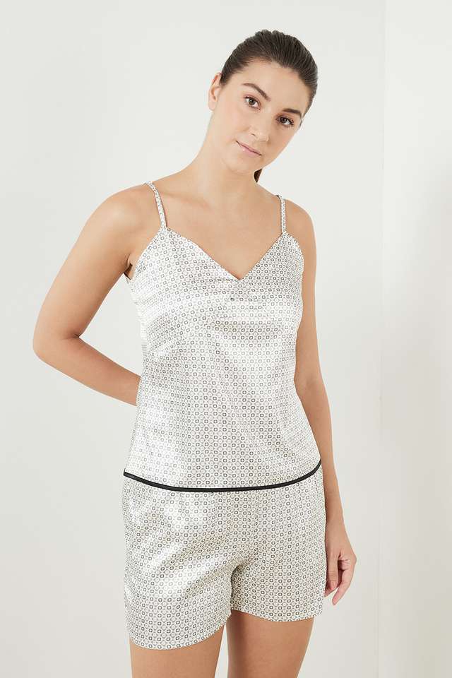 Printed-Satin-V-Neck-Women-s-Top