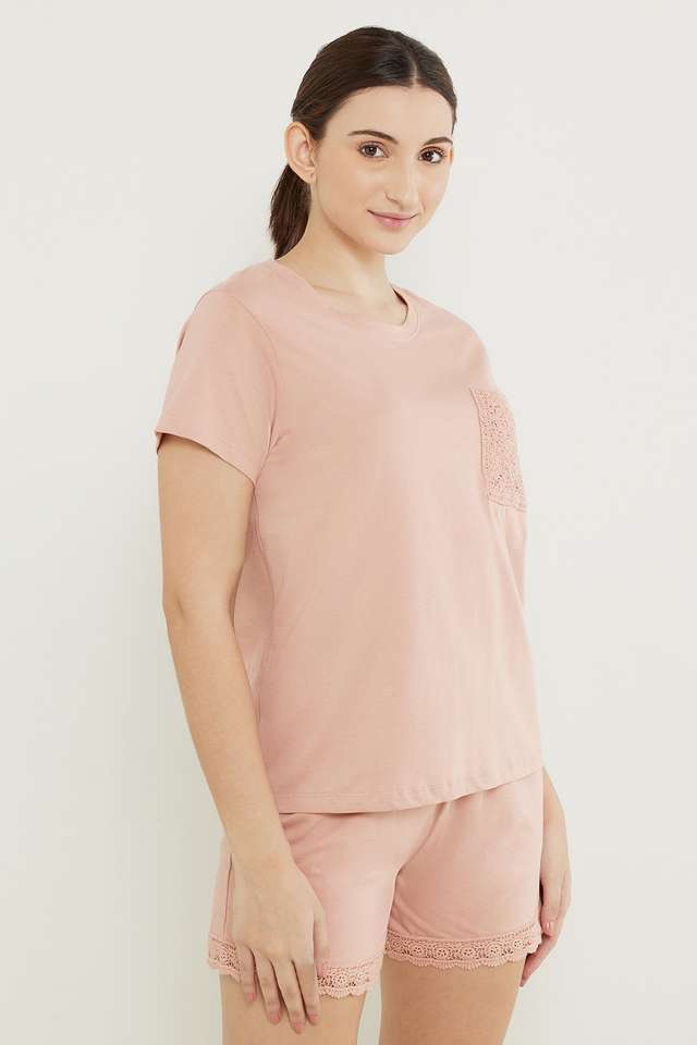 Solid-Mid-Thigh-Cotton-Knit-Women-s-Set