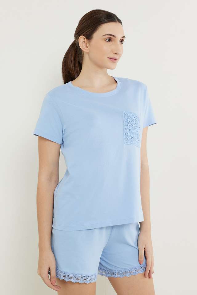 Solid-Mid-Thigh-Cotton-Knit-Women-s-Set