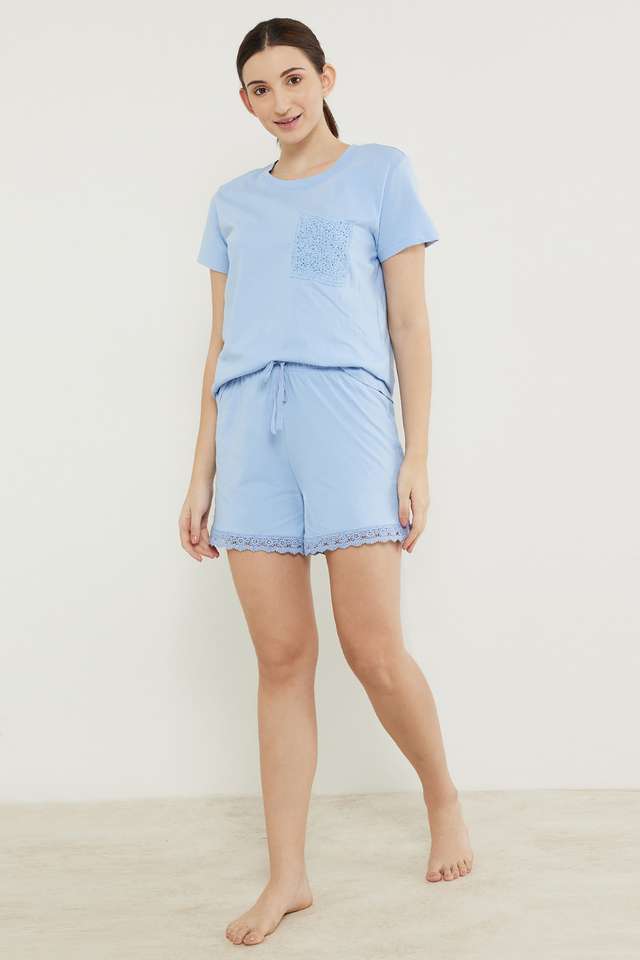 Solid-Mid-Thigh-Cotton-Knit-Women-s-Set