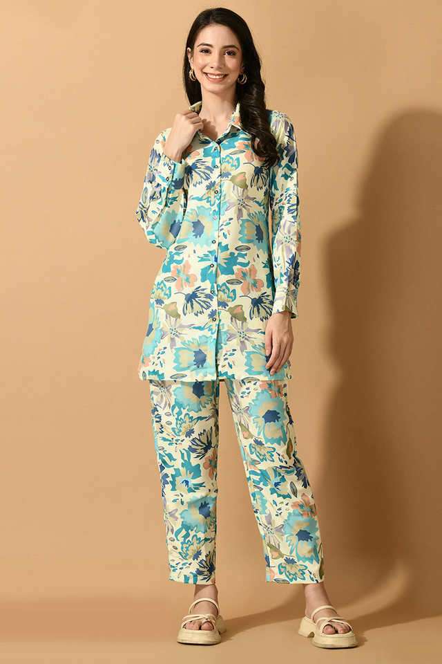 Printed Linen Regular Fit Women's Co-Ord Set-image-46