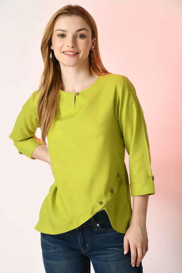myshka Solid Cotton V-Neck Women Top-picture-38