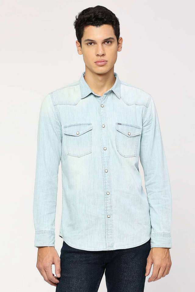 Solid-Cotton-Regular-Fit-Men-s-Casual-Shirt