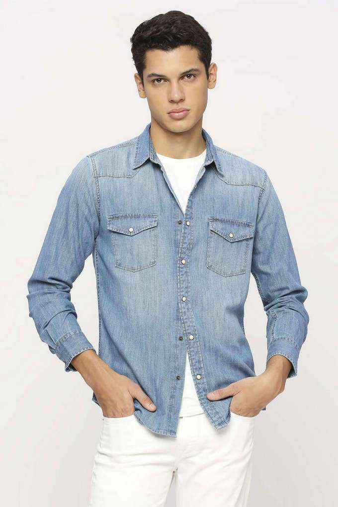 Solid-Cotton-Regular-Fit-Men-s-Casual-Shirt