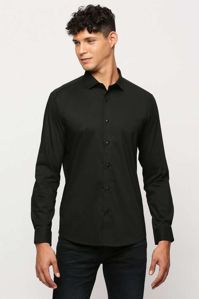 Solid-Blended-Fabric-Regular-Fit-Men-s-Casual-Wear-Shirt
