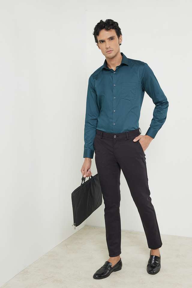 Solid-Cotton-Blend-Slim-Fit-Men-s-Casual-Trousers