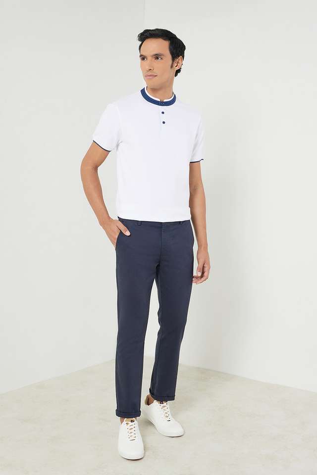 Solid-Cotton-Blend-Slim-Fit-Men-s-Casual-Trousers