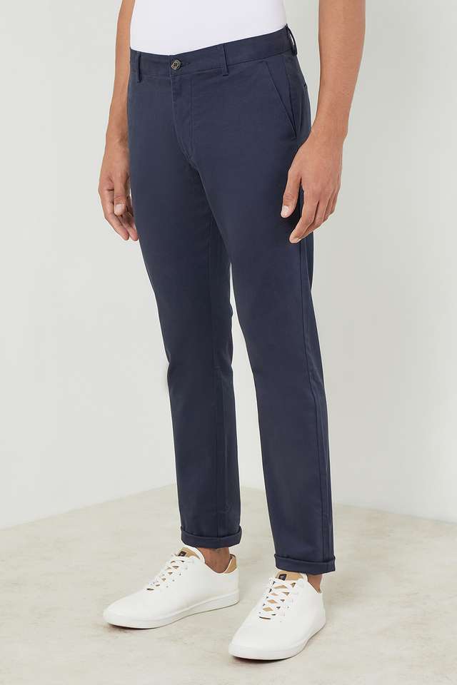 Solid-Cotton-Blend-Slim-Fit-Men-s-Casual-Trousers
