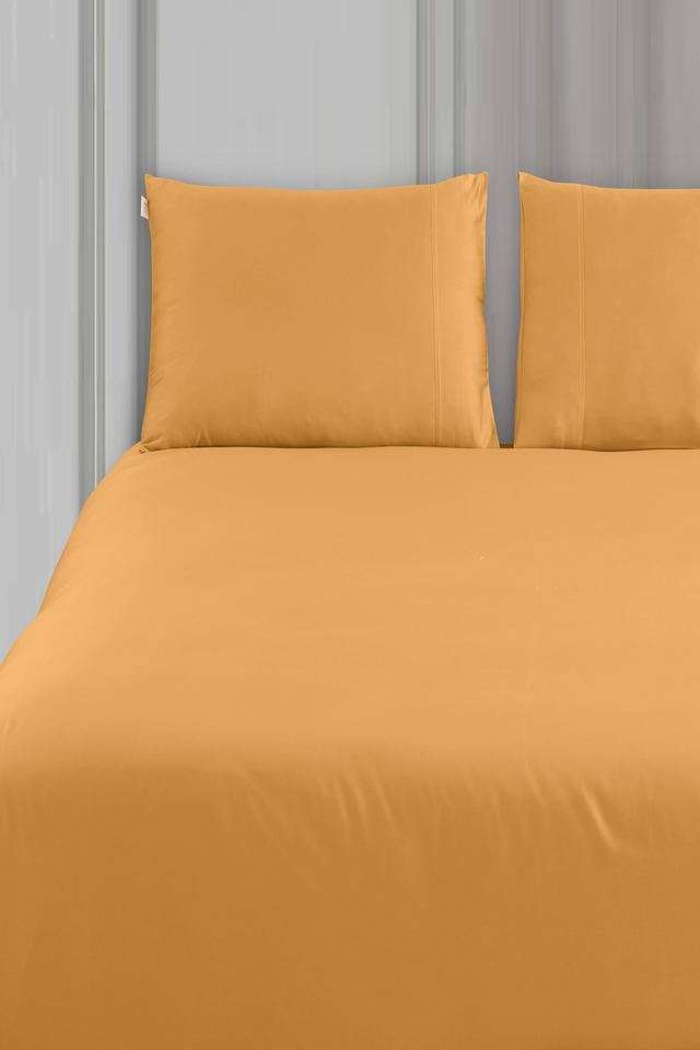 Madison-Avenue-Cotton-with-Light-Silky-and-Sateen-Sheets-400-Thread-Count-Super-King-Size-Bedsheet-with-2-Pillow-Cover---Dark-Gold