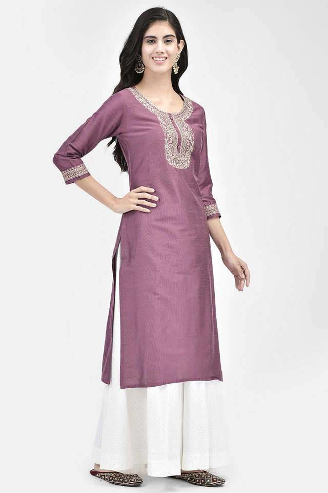 Embroidered-Cotton-Round-Neck-Women-s-Casual-Wear-Kurta