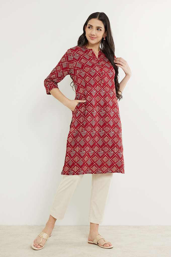 Printed-Rayon-Mandarin-Women-s-Casual-Wear-Kurta