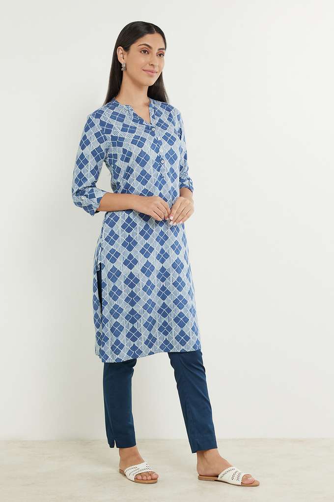 Printed-Rayon-Mandarin-Women-s-Casual-Wear-Kurta