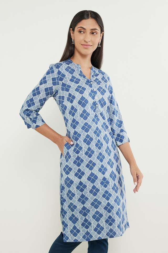 Printed-Rayon-Mandarin-Women-s-Casual-Wear-Kurta